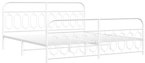 vidaXL Πλαίσιο Κρεβατιού με Κεφαλάρι&Ποδαρικό Λευκό 200x200εκ. Μέταλλο