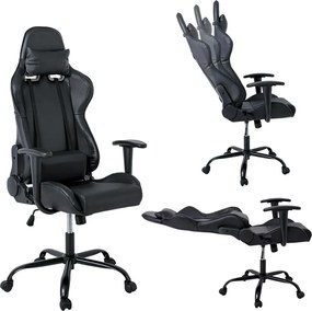 BF8350 Gaming Πολυθρόνα Γραφείου, Ανάκλιση Πλάτης έως 90°, Pu Μαύρο   1τμχ