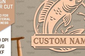 Intra απο ξύλο plywood Χρώμα wenge 3mm-4mm πάχος - Ψάρεμα σημάδι LaserCut. Fishing Decor Δίασταση 30x20 cm INTRAFABR-68692920