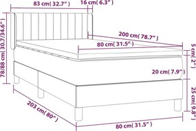 vidaXL Κρεβάτι Boxspring με Στρώμα Taupe 80x200 εκ. Υφασμάτινο