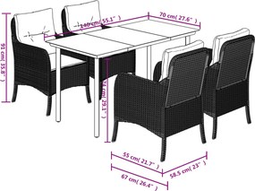 vidaXL Σετ Τραπεζαρίας Κήπου 5 τεμ. Αν. Γκρι Συνθ. Ρατάν με Μαξιλάρια