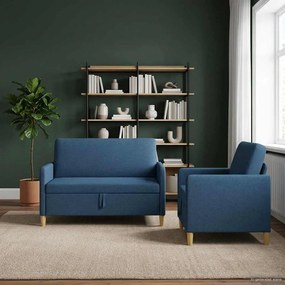 vidaXL Σαλονάκι Σετ Με Αποθηκευτικό Χώρο 2 pcs Μπλε Πολυεστέρας