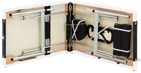 vidaXL Κρεβάτι Μασάζ Πτυσσόμενο 3 Θέσεων Μαύρο / Λευκό Αλουμινίου