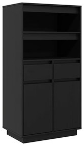 vidaXL Ντουλάπι Ψηλό Μαύρο 60x40x116,5 εκ. από Μασίφ Ξύλο Πεύκου