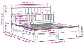 Σκελετός Κρεβατιού Χωρίς Στρώμα 180x200 εκ Μασίφ Ξύλο Πεύκου - Καφέ