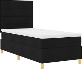 vidaXL LED Κρεβάτι με βάθρο με στρώμα Μαύρο 90 x 200 cm ύφασμα