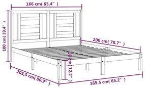 vidaXL Πλαίσιο Κρεβατιού Λευκό 160 x 200 εκ. από Μασίφ Ξύλο Πεύκου