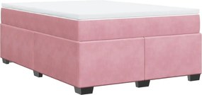 vidaXL Κρεβάτι Boxspring με Στρώμα Ροζ 140x190 εκ. Βελούδινο