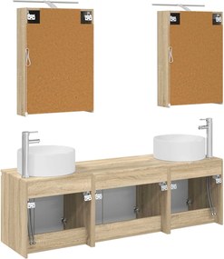 vidaXL Σετ Ντουλαπιών Μπάνιου 5 pcs Sonoma Δρυς Επεξεργασμένο Ξύλο