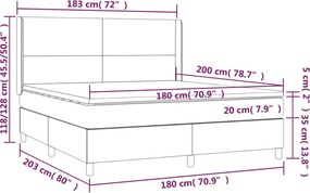 vidaXL Κρεβάτι Boxspring με Στρώμα Κρεμ 180x200 εκ. Υφασμάτινο