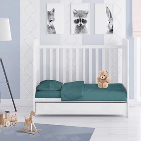 Σεντόνι Βρεφικό Solid Με Λάστιχο 494 Petrol DimCol Cradle 70x155cm 100% Cotton