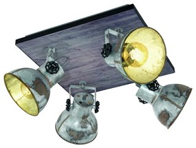 Φωτιστικό Σποτ Οροφής Τετράφωτο 45*45cm Vintage Industrial Μέταλλο -Ξύλο Πατίνα Eglo Barnstaple  49653