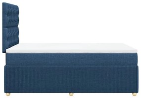 vidaXL Κρεβάτι Boxspring με Στρώμα Μπλε 120x200 εκ. Υφασμάτινο