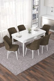 Extendable Dining Table &amp; Chairs Set (7 Pieces) Nef - White, Brown White
Brown