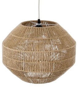 GloboStar CAYMAN 00522 Boho Κρεμαστό Φωτιστικό Οροφής Μονόφωτο 1 x E27 AC220-240V IP20 - Φ40 x Υ30cm - Μπεζ Λεπτό Σχοινί Τριχιά Πλέγμα - 5 Χρόνια Εγγύηση - 00522