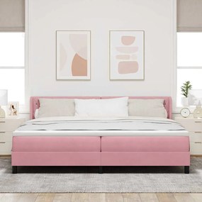 vidaXL Κρεβάτι με ελατήρια με κεφαλάρι Ροζ 200 x 200 cm Βελούδο