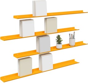 vidaXL Πλωτό ράφι 4 pcs Χαμομηλί κίτρινο 100 x 9 x 2,5 εκ Ατσάλι