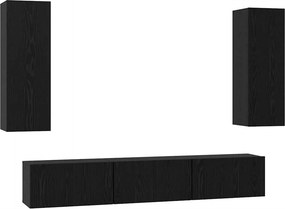 vidaXL Σετ επίπλου τηλεόρασης 5 pcs Μαύρη Οξυά Επεξεργασμένο ξύλο