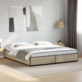 vidaXL Πλαίσιο Κρεβατιού Sonoma Δρυς 200x200 εκ. Επεξ. Ξύλο &amp; Μέταλλο