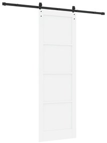 vidaXL Συρόμενη πόρτα με σετ εξαρτημάτων Λευκή 78x232 εκ. Στερεό ξύλο πεύκου