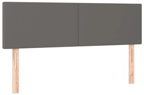 Κεφαλάρι Κρεβατιού LED Γκρι 144x5x78/88 εκ. από Συνθετικό Δέρμα - Γκρι