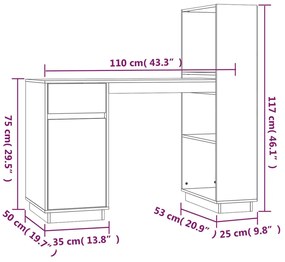 ΓΡΑΦΕΙΟ ΓΚΡΙ 110X53X117 ΕΚ. ΑΠΟ ΜΑΣΙΦ ΞΥΛΟ ΠΕΥΚΟΥ 814511