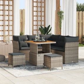 vidaXL Σετ Καναπέ Κήπου Ρυθμιζόμενο ύψος 8 pcs Γκρι συνθετικό ρατάν