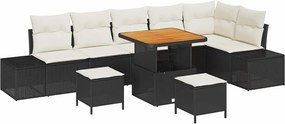 vidaXL Σετ Καναπέ Κήπου με μαξιλάρι 9 pcs Μαύρο Πολυ ράταν