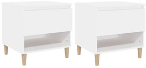vidaXL Κομοδίνα 2 τεμ. Λευκά 50x46x50 εκ. από Επεξεργασμένο Ξύλο