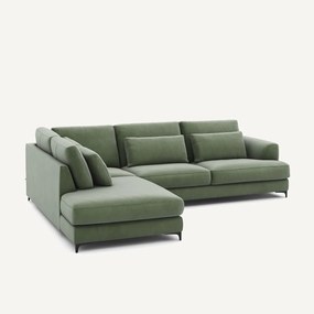 Γωνιακός καναπές αριστερός, βελούδινος, Marsile