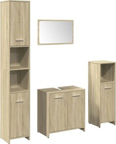 vidaXL Σετ Επίπλων Μπάνιου 4 Τεμαχίων Sonoma Δρυς Επεξεργασμένο Ξύλο