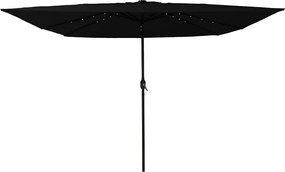 vidaXL Ομπρέλα Κήπου Μαύρο 295 x 295 x 245 εκ Πολυεστέρας και Χάλυβας