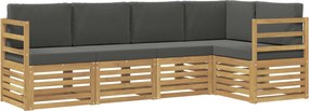 vidaXL Σειρά Καναπέ Εξωτερικού 5 pcs Άσπρο και Ανθρακί