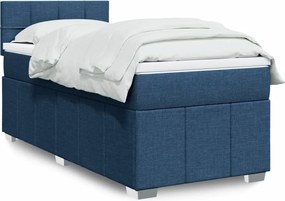 vidaXL Κρεβάτι Boxspring με Στρώμα Μπλε 90x200 εκ.Υφασμάτινο