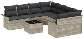 vidaXL Σετ Καναπέ Κήπου 9 pcs Ανοιχτό γκρι Πολυ ράταν