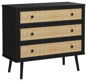 Chest of 3 drawers Oslo  black-natural 90x39x79cm 90x39x79 εκ.