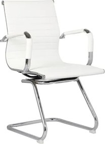 BF3300V Πολυθρόνα Γραφείου Επισκέπτη, Μέταλλο Βάση Χρώμιο PU Άσπρο   2τμχ