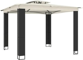 vidaXL Κιόσκι με Διπλή Οροφή Κρεμ 2,94x2,94 μ. Ατσάλινο