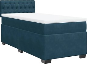vidaXL Κρεβάτι Boxspring με Στρώμα Μπλε 90x200 εκ. Βελούδινο