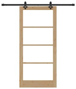 vidaXL Συρόμενη Πόρτα ORKDAL Καφέ 93 x 202 cm Ξύλο και μέταλλο