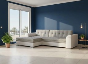 Γωνιακός καναπές Comfort-Αριστερή-Λευκό - γκρι