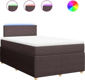vidaXL Κρεβάτι Boxspring με Στρώμα Σκούρο Καφέ 120x190 εκ Υφασμάτινο