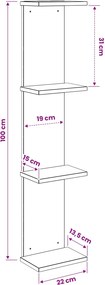 vidaXL Ράφι Τοίχου 2 pcs Μαύρη Δρυς 22 x 15 x 100 εκ