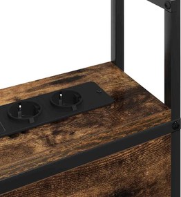 vidaXL Κεφαλάρι Αποθήκης με Σταθμό Φόρτισης Καπνιστή δρυς