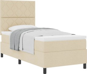 vidaXL Κρεβάτι με ελατήρια με κεφαλάρι Κρεμ 100 x 200 cm ύφασμα