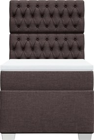 vidaXL Κρεβάτι Boxspring με Στρώμα Σκούρο Καφέ 100x200 εκ. Υφασμάτινο