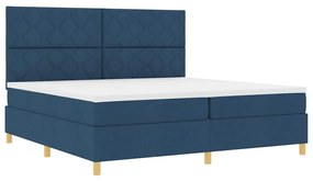 vidaXL Κρεβάτι με ελατήρια με στρώμα Μπλε 200 x 200 cm ύφασμα