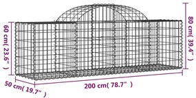 vidaXL Συρματοκιβώτια Τοξωτά 30 τεμ. 200x50x60/80 εκ. Γαλβαν. Ατσάλι