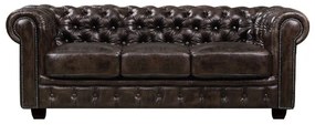 CHESTERFIELD 689 Καναπές 3Θέσιος Σαλονιού Καθιστικού, Δέρμα Απόχρωση Καφέ  201x92x72cm [-Καφέ Σκούρο-] [-Leather - Rubica Leather-] Ε9574,3