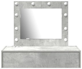 vidaXL Κρεμαστό Τραπέζι Μακιγιάζ με LED Φώτα Γκρι Σκυρόδεμα